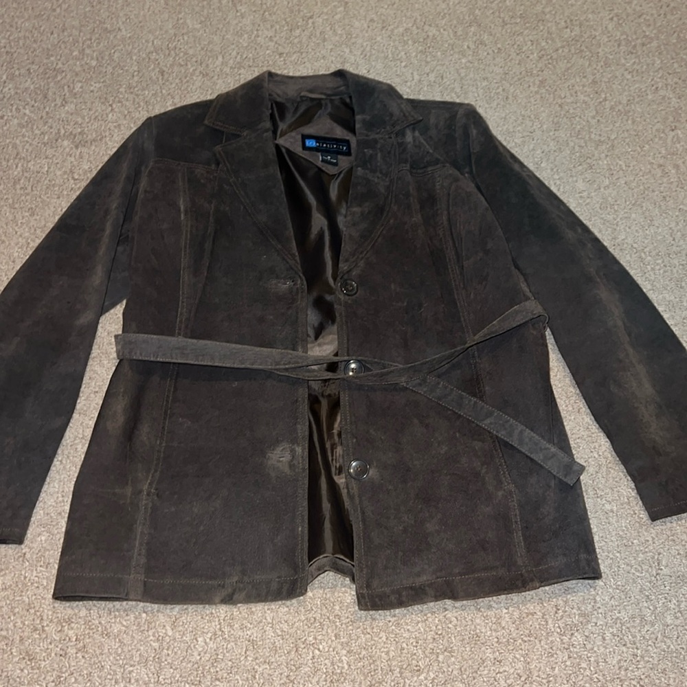 Relativity Chocolate Brown Suede Jacket Size Medi… - image 1